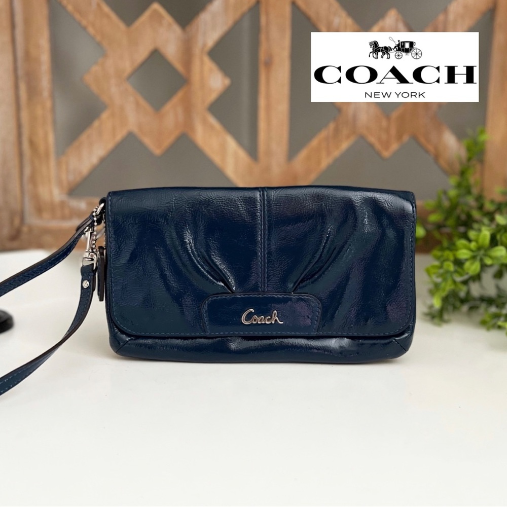 COACH Wristlet Navy Blue New Authentic Wallet FREE SHIPPING